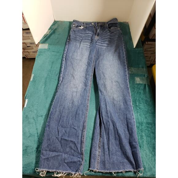 Aéropostale Denim - Aeropostale Jeans Size 6 Womens Blue Cotton Pants Fray Hem High Rise Wide Leg